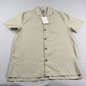 Best Made Co Linen Shirt Mesn Medium Beige Button Up Camp Casual NEW‎